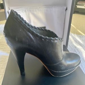 UGG Black Leather Heeled Booties